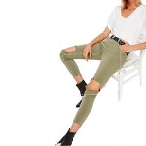 Free‎ People Busted Knee Skinny Olive Green Jeans